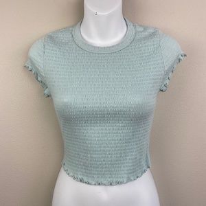 Altar'd State Short Sleeve Smocked Crop Top - Size Small